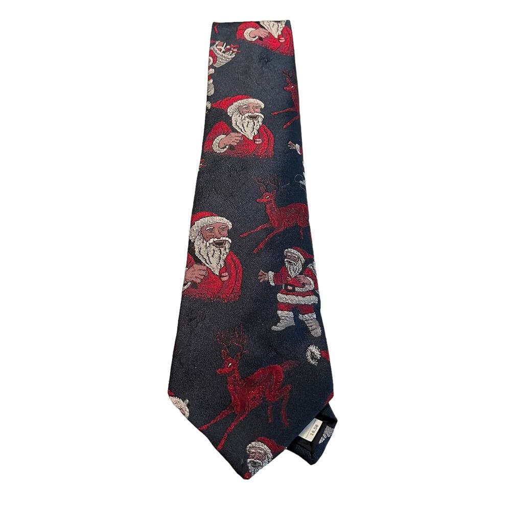 Wembley Santa Claus Reindeer Christmas Holiday Necktie Blue Red USA